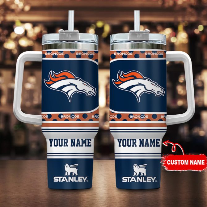 Denver Broncos Nfl Custom Stanley Quencher 40Oz Stainless Steel Tumbler With Handle