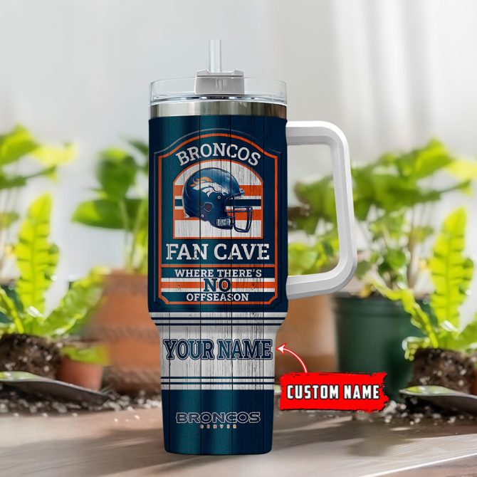 Denver Broncos Nfl Fan Cave Custom Stanley Quencher 40Oz Stainless Steel Tumbler With Handle - Image 2