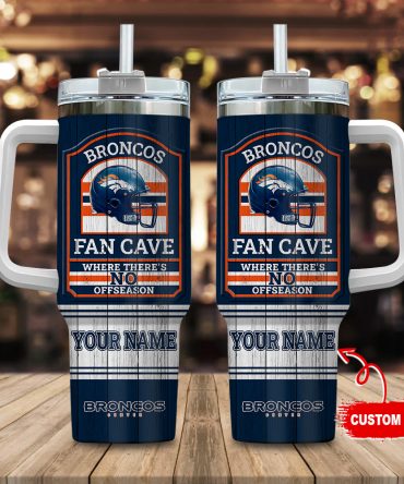 Denver Broncos Nfl Fan Cave Custom Stanley Quencher 40Oz Stainless Steel Tumbler With Handle