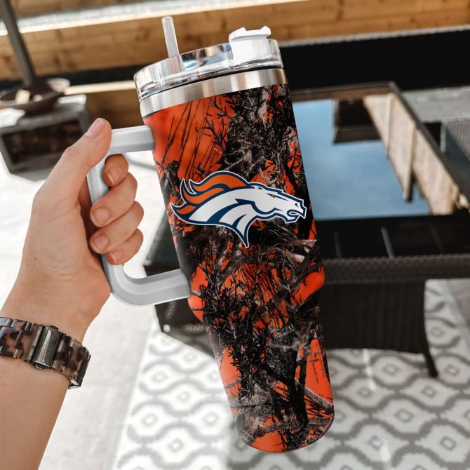 Denver Broncos Nfl Hunting Custom Stanley Quencher 40Oz Stainless Steel Tumbler With Handle - Image 2