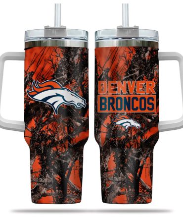 Denver Broncos Nfl Hunting Custom Stanley Quencher 40Oz Stainless Steel Tumbler With Handle