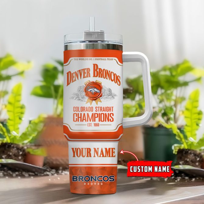 Denver Broncos Nfl Jim Beam Custom Stanley Quencher 40Oz Stainless Steel Tumbler With Handle - Image 2