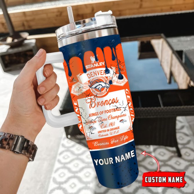 Denver Broncos Nfl Kings Of Football Custom Stanley Quencher 40Oz Stainless Steel Tumbler With Handle - Image 3