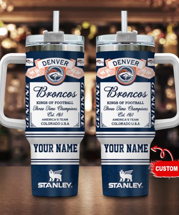 Denver Broncos Nfl Kings Of Football Custom Stanley Quencher 40Oz Stainless Steel Tumbler With Handle