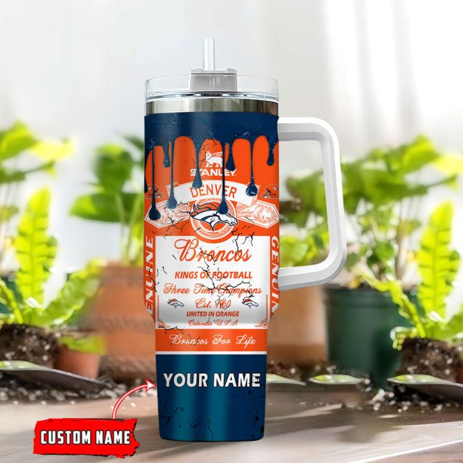Denver Broncos Nfl Kings Of Football Custom Stanley Quencher 40Oz Stainless Steel Tumbler With Handle - Image 2