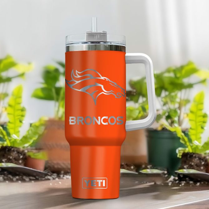 Denver Broncos Nfl Laser Engraved Effect Custom Stanley Quencher 40Oz Stainless Steel Tumbler With Handle - Image 2