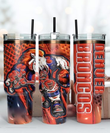 Denver Broncos Nfl Mascot Custom Stanley Quencher 40Oz Stainless Steel Tumbler With Handle