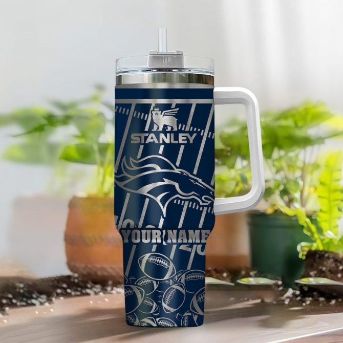 Denver Broncos Nfl Silver Custom Stanley Quencher 40Oz Stainless Steel Tumbler With Handle - Image 2