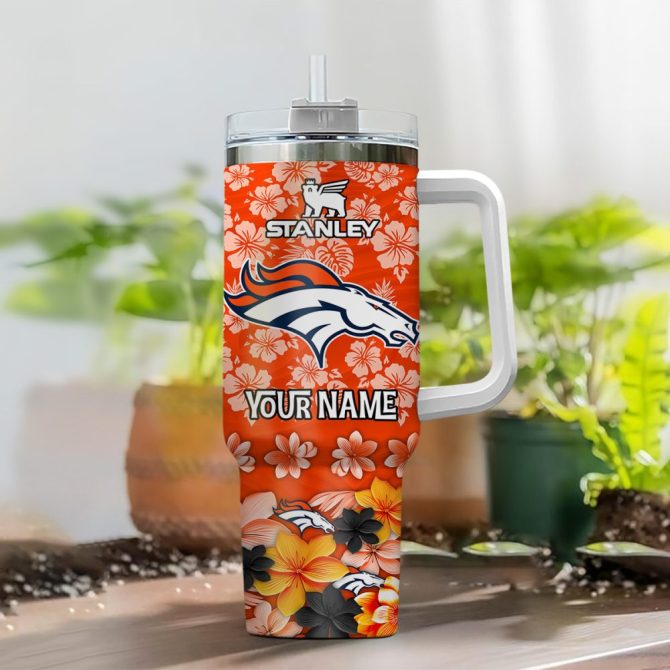 Denver Broncos Nfl Tropical Floral Custom Stanley Quencher 40Oz Stainless Steel - Image 2