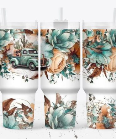 Desert Roads And Flowers Custom Stanley Quencher 40Oz Stainless Steel Tumbler With Handle