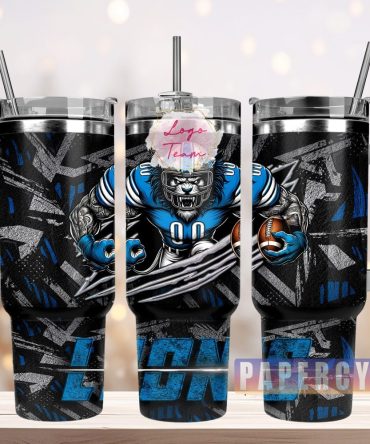 Detroit Lions Custom Stanley Quencher 40Oz Stainless Steel Tumbler With Handle