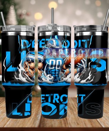 Detroit Lions Custom Stanley Quencher 40Oz Stainless Steel Tumbler With Handle
