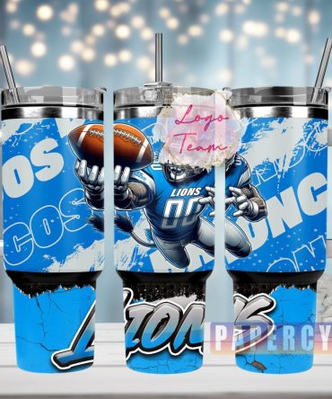 Detroit Lions Custom Stanley Quencher 40Oz Stainless Steel Tumbler With Handle