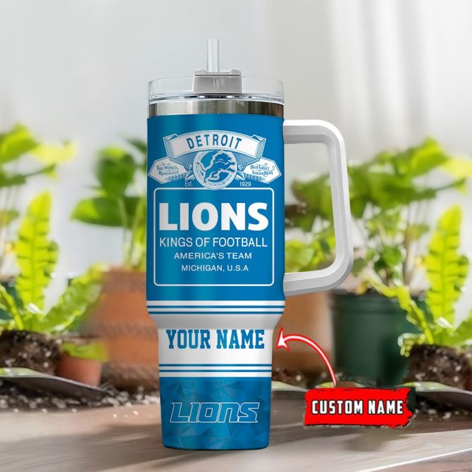 Detroit Lions Nfl Bud Light Custom Stanley Quencher 40Oz Stainless Steel Tumbler With Handle - Image 2