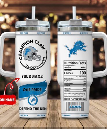 Detroit Lions Nfl Champion Claw Custom Stanley Quencher 40Oz Stainless Steel Tumbler With Handle