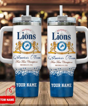 Detroit Lions Nfl Champions Modelo Custom Stanley Quencher 40Oz Stainless Steel Tumbler With Handle