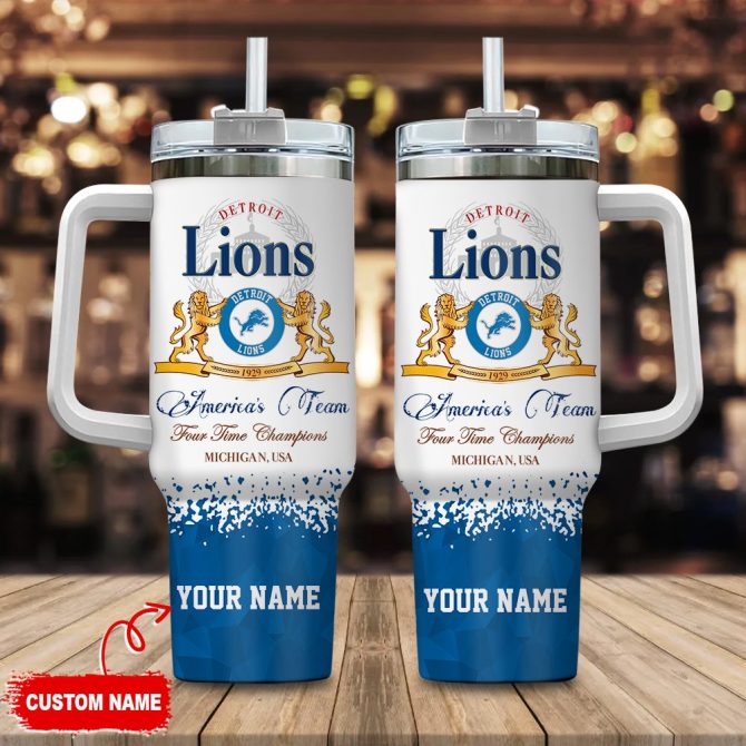 Detroit Lions Nfl Champions Modelo Custom Stanley Quencher 40Oz Stainless Steel Tumbler With Handle