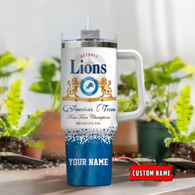 Detroit Lions Nfl Champions Modelo Custom Stanley Quencher 40Oz Stainless Steel Tumbler With Handle - Image 2