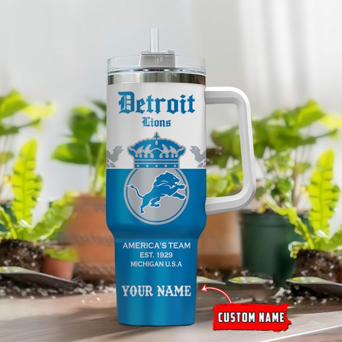 Detroit Lions Nfl Corona Extra Custom Stanley Quencher 40Oz Stainless Steel Tumbler With Handle - Image 2