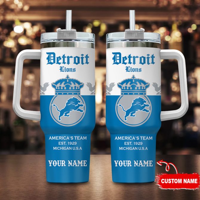 Detroit Lions Nfl Corona Extra Custom Stanley Quencher 40Oz Stainless Steel Tumbler With Handle