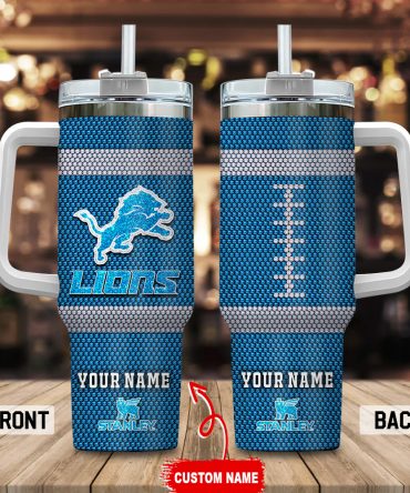 Detroit Lions Nfl Crystal Custom Stanley Quencher 40Oz Stainless Steel Tumbler With Handle