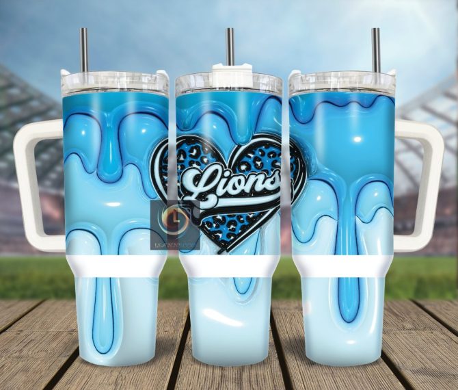 Detroit Lions Nfl Custom Stanley Quencher 40Oz Stainless Steel Tumbler With Handle