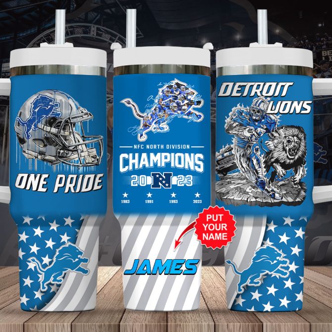 Detroit Lions Nfl Custom Stanley Quencher 40Oz Stainless Steel Tumbler With Handle