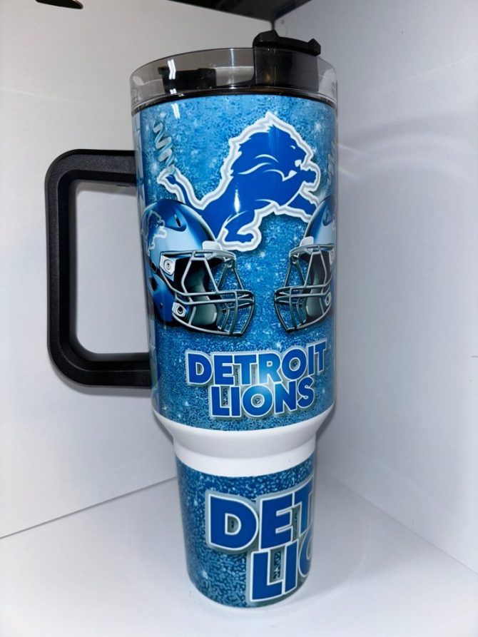 Detroit Lions Nfl Custom Stanley Quencher 40Oz Stainless Steel Tumbler With Handle - Image 4