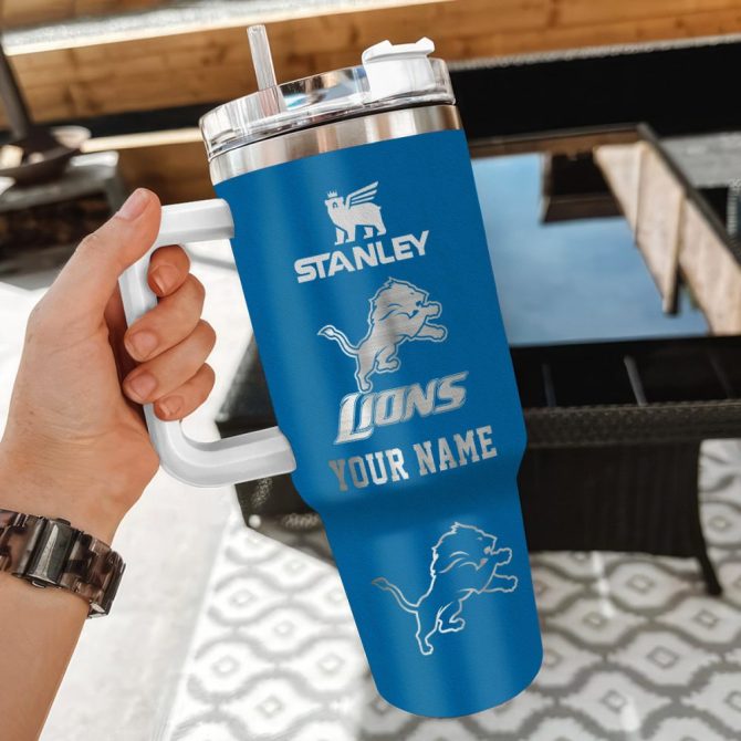 Detroit Lions Nfl Custom Stanley Quencher 40Oz Stainless Steel Tumbler With Handle - Image 3