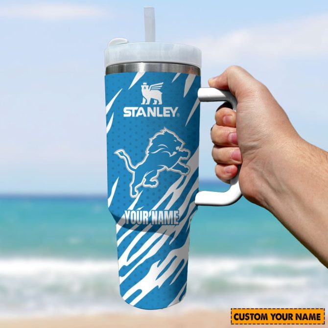 Detroit Lions Nfl Custom Stanley Quencher 40Oz Stainless Steel Tumbler With Handle - Image 3