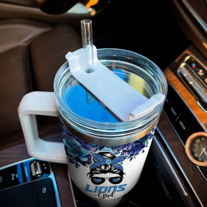 Detroit Lions Nfl Custom Stanley Quencher 40Oz Stainless Steel Tumbler With Handle - Image 4