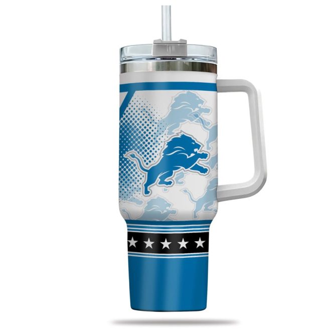 Detroit Lions Nfl Custom Stanley Quencher 40Oz Stainless Steel Tumbler With Handle - Image 2