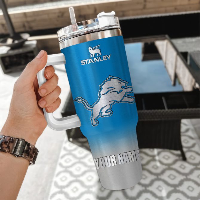 Detroit Lions Nfl Custom Stanley Quencher 40Oz Stainless Steel Tumbler With Handle - Image 3