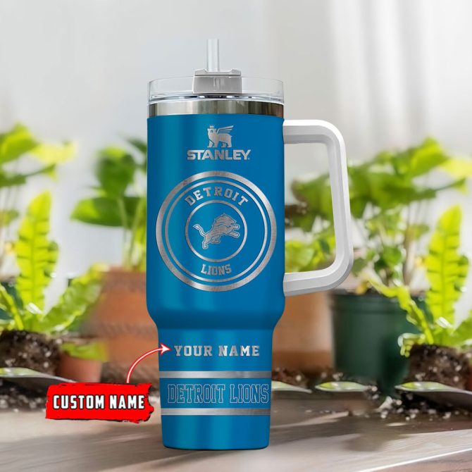 Detroit Lions Nfl Custom Stanley Quencher 40Oz Stainless Steel Tumbler With Handle - Image 2