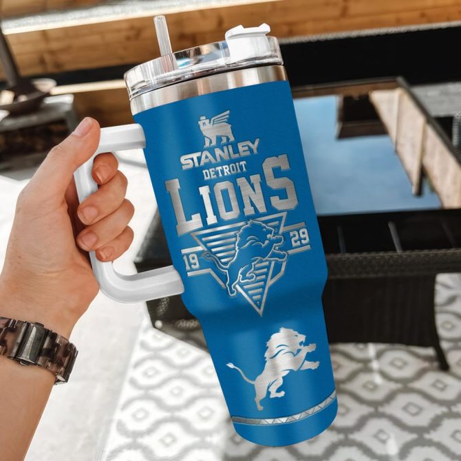 Detroit Lions Nfl Custom Stanley Quencher 40Oz Stainless Steel Tumbler With Handle - Image 3