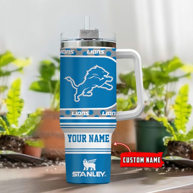 Detroit Lions Nfl Custom Stanley Quencher 40Oz Stainless Steel Tumbler With Handle - Image 2