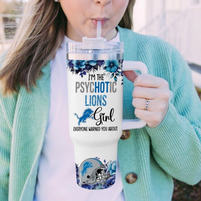 Detroit Lions Nfl Custom Stanley Quencher 40Oz Stainless Steel Tumbler With Handle - Image 5