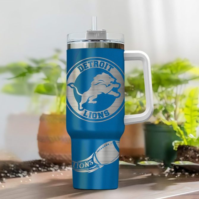 Detroit Lions Nfl Custom Stanley Quencher 40Oz Stainless Steel Tumbler With Handle - Image 2