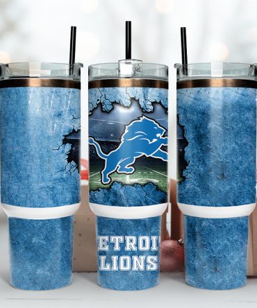 Detroit Lions Nfl Custom Stanley Quencher 40Oz Stainless Steel Tumbler With Handle