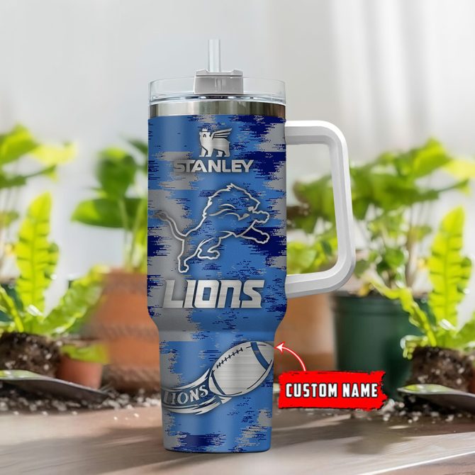 Detroit Lions Nfl Custom Stanley Quencher 40Oz Stainless Steel Tumbler With Handle - Image 2