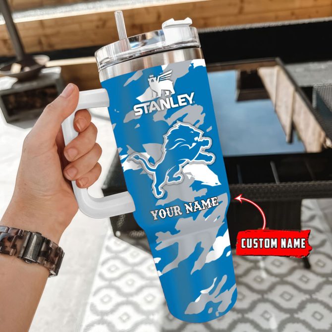Detroit Lions Nfl Custom Stanley Quencher 40Oz Stainless Steel Tumbler With Handle - Image 3