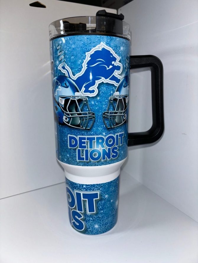 Detroit Lions Nfl Custom Stanley Quencher 40Oz Stainless Steel Tumbler With Handle - Image 2