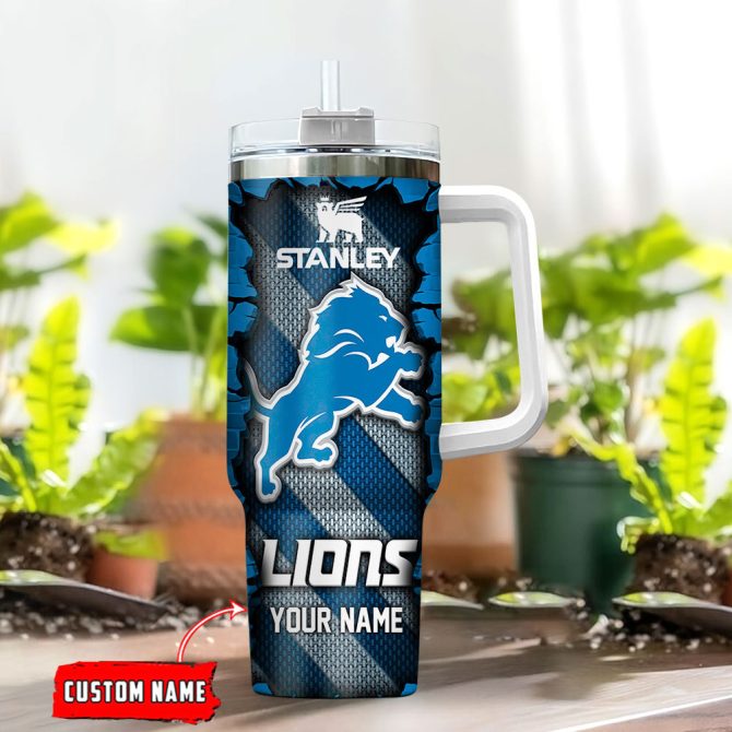 Detroit Lions Nfl Custom Stanley Quencher 40Oz Stainless Steel Tumbler With Handle - Image 2