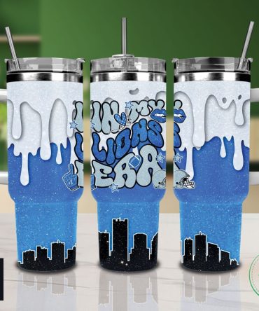 Detroit Lions Nfl Glitter Custom Stanley Quencher 40Oz Stainless Steel Tumbler With Handle