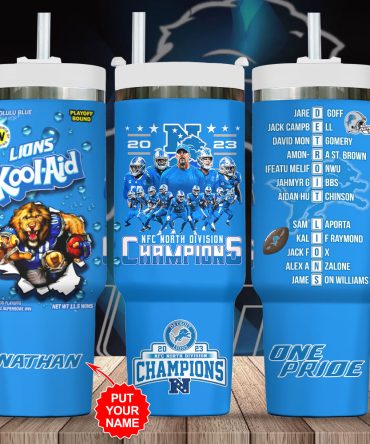 Detroit Lions Nfl Custom Stanley Quencher 40Oz Stainless Steel Tumbler With Handle