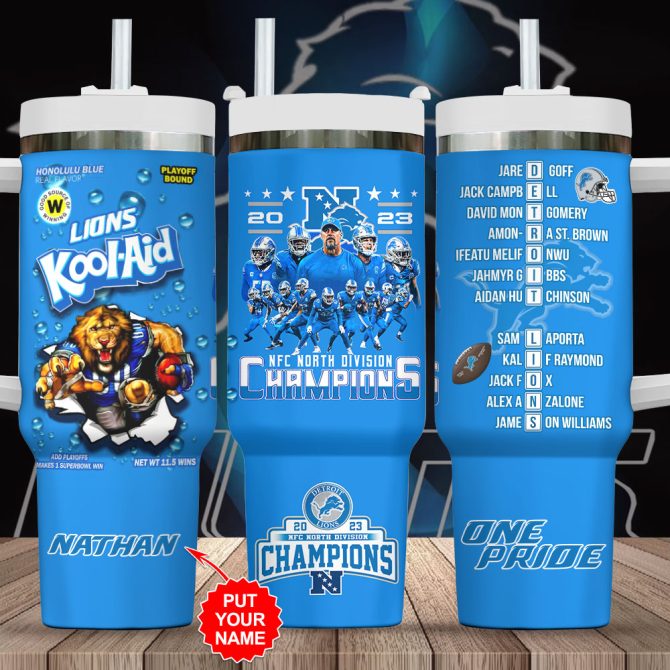 Detroit Lions Nfl Custom Stanley Quencher 40Oz Stainless Steel Tumbler With Handle