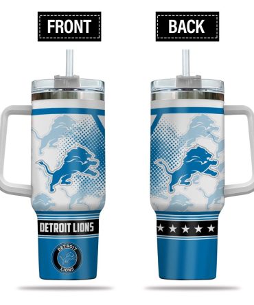 Detroit Lions Nfl Custom Stanley Quencher 40Oz Stainless Steel Tumbler With Handle