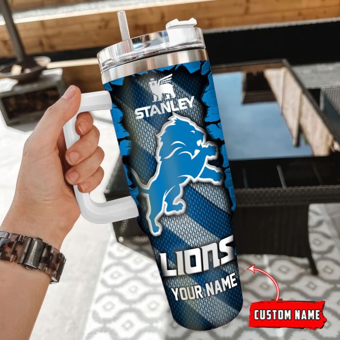 Detroit Lions Nfl Custom Stanley Quencher 40Oz Stainless Steel Tumbler With Handle - Image 3