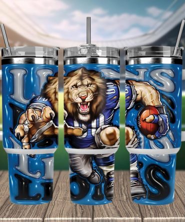 Detroit Lions Nfl Mascot Custom Stanley Quencher 40Oz Stainless Steel Tumbler With Handle