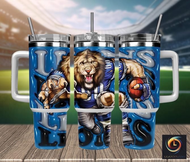Detroit Lions Nfl Mascot Custom Stanley Quencher 40Oz Stainless Steel Tumbler With Handle